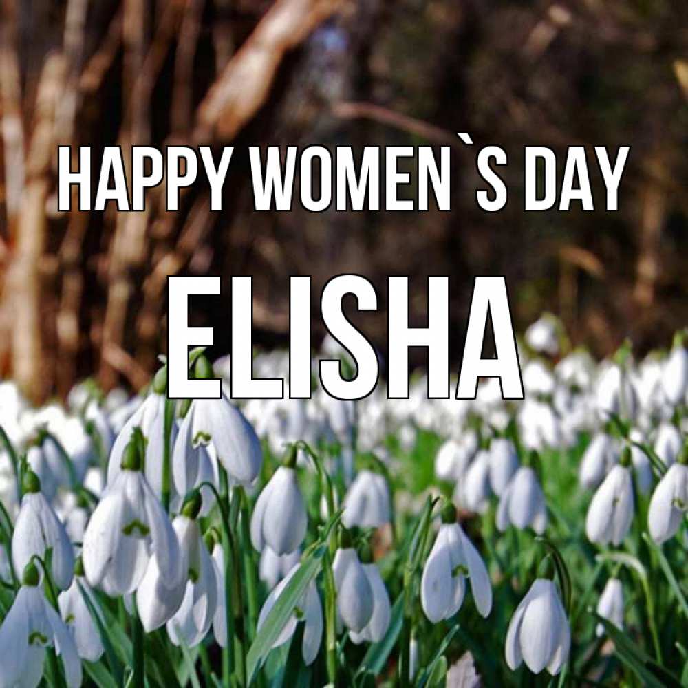 Greetings card с именем, Elisha happy women`s day с подснежниками 1 Greetings with text for free download 